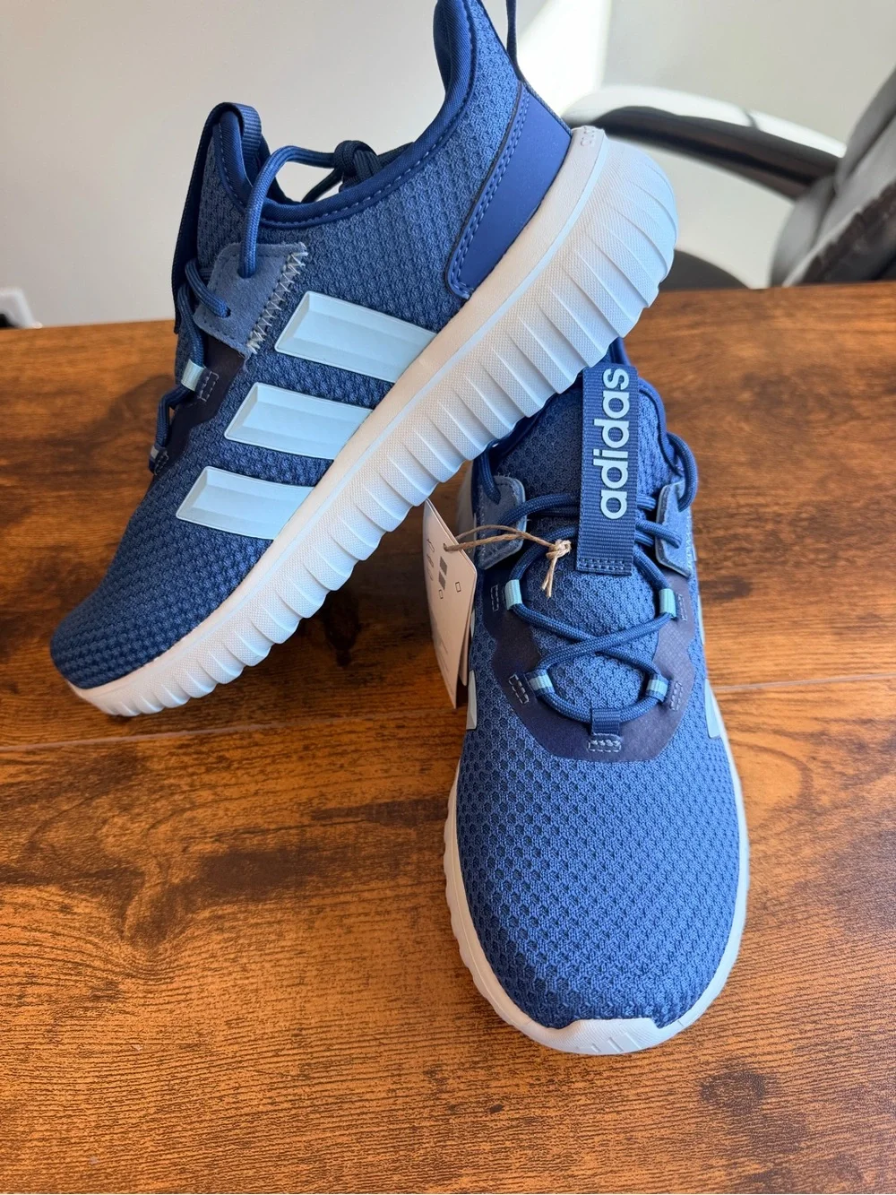 adidas Kids Navy and Light Blue Trainers - Slip-On Lace Design